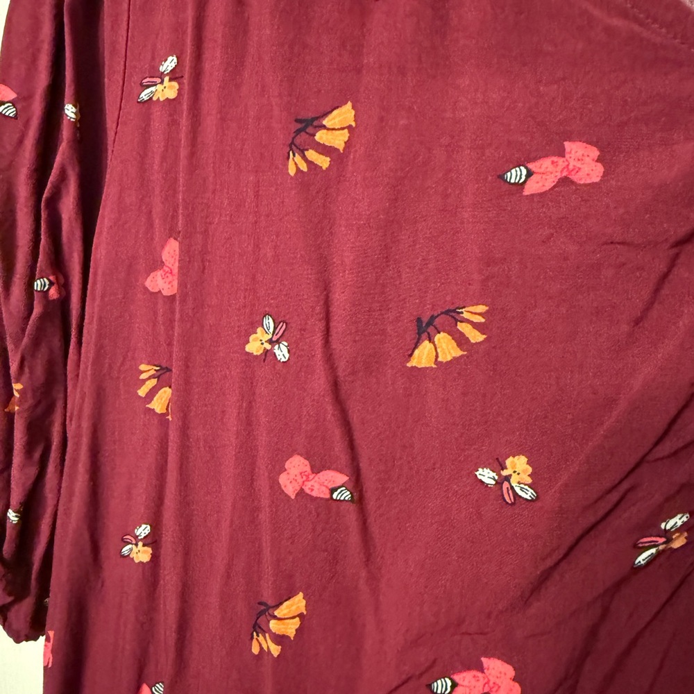 Loft Maroon Patterned Blouse - image 3